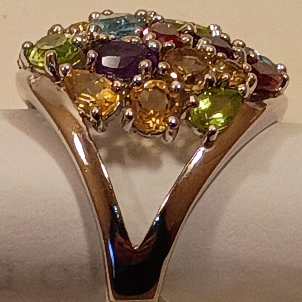 Multi-Color Gemstone Silver Ring - Picture 6 of 6